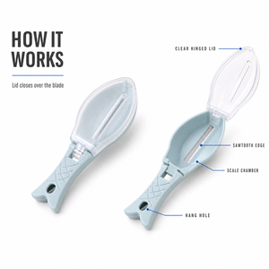 Écailleur à poisson avec couvercle, outil manuel portable en PP pour enlever et racler les écailles de poisson, idéal pour la préparation quotidienne des fruits de mer en cuisine et la pêche - Product Image 3