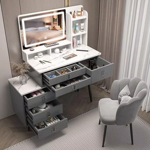 Meuble de rangement moderne pour la beauté, coiffeuse intégrée pour <span class=keywords><strong>chambre</strong></span> à coucher avec miroir lumineux - Product Image 2