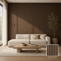 Panel de Pared Ranurado de 5 Listones WPC de 150x9mm, Textura de Madera Profunda, Fabricante OEM ODM, Personalizado, Impermeable, Moderno, para Escaleras, Gimnasios y Baños