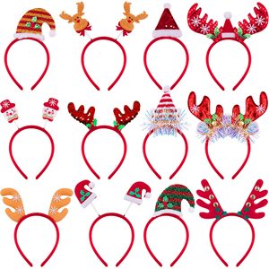 Fasce natalizie, elfo fantasia corna di renna campane di albero di natale fasce per cappelli di babbo natale per bambini adulti bomboniere - Product Image 2
