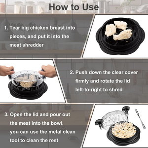 Déchiqueteur de viande ergonomique grand format, facile à utiliser, antidérapant, compatible lave-vaisselle, idéal pour déchiqueter le poulet, outil à torsion - Product Image 5