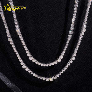 Kalung Choker desain mewah baru Bezel Moissanite 925 perak <span class=keywords><strong>Sterling</strong></span> 2MM rantai tenis Moissanite Hip Hop untuk pria wanita - Product Image 2