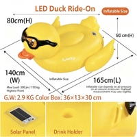 Bouée de natation géante à induction solaire, lumineuse, télécommandée, avec poignées, en forme de petit canard ou d'unicorn, pour la flottabilité aquatique