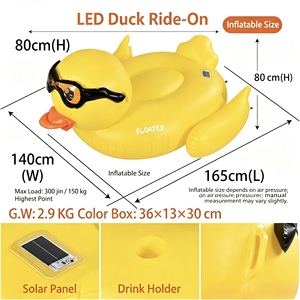 Flotador de Agua con Luz Solar e Inducción, Pato o Unicornio Luminoso, Control Remoto, Anillo Flotante Grande con Asas - Product Image 4