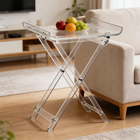 Table pliante chic moderne personnalisée en acrylique transparent au design élégant pour l'hôtel comme table d'appoint pour bureau, cuisine et bar