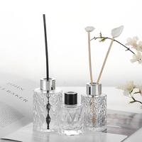 Bouteille diffuseur de parfum en verre vide transparente ronde 50ml 100ml 150ml avec bouchon à vis et bâtonnets diffuseurs, prix usine de gros, écologique