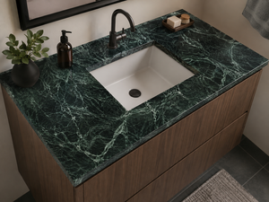 Comptoir de salle de bain en marbre vert varié de 31, 37, 49, 61 pouces, avec crédence, en marbre vert foncé <span class=keywords><strong>Marmi</strong></span> Verde Alpi préfabriqué - Product Image 5