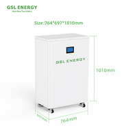 Batterie GSL ENERGY 20 kWh, stockage d'énergie solaire hors réseau, batterie lithium domestique 51,2 V 400 Ah 20 kWh, batterie hybride Lifepo4 avec roues