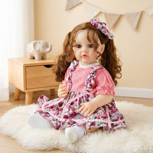 Muñeca Reborn de 22 Pulgadas, Cabeza de Vinilo Suave, Cuerpo de Tela, Realista, Recién Nacida, Vestido de Tul Rosa, Regalo para Niñas de 3+ Años - Product Image 2