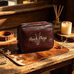 Pochette de maquillage vintage en PU effet peau de crocodile avec logo brodé personnalisé, trousse de toilette de voyage, organiseur de cosmétiques pour cadeau de marque de beauté - Product Image 6