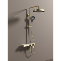 Robinets de salle de bain en laiton de luxe mural brossé or rose ensemble de douche à effet de pluie barre coulissante noyau de vanne en céramique mélangeur d'eau chaude et froide