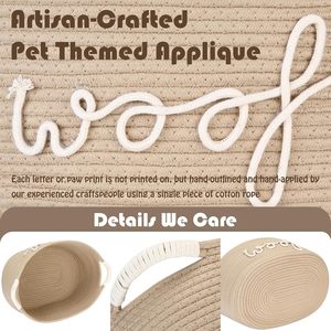 <span class=keywords><strong>Panier</strong></span> de rangement ovale en corde de coton de 16,5 x 11 x 7 pouces (4,4 gallons) <span class=keywords><strong>pour</strong></span> aliments et jouets <span class=keywords><strong>pour</strong></span> animaux de compagnie avec Woof - Product Image 5