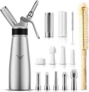 Espumador de Leche Metálico Fácil de Limpiar, Libre de BPA, Dispensador de Crema Batida de 1 Pinta/500 ml con Instrucciones en Inglés para Café Casero - Product Image 1