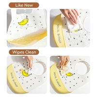 Bavoir pour bébé en silicone de qualité alimentaire 100% premium avec poche large et profonde pour attraper les aliments - Bavoir d'alimentation réglable, imperméable, sans BPA, doux