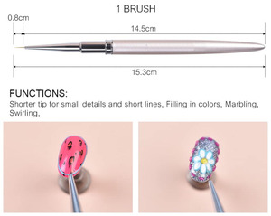 Nail Art Liner <b>Brush</b> Set Fine Tip Manicure Pen Synthetic Hair Metal Handle for Gel Polish Design - Product Image 3