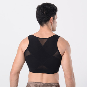 Gilet da uomo traspirante in maglia modellante per il corpo con chiusura a bottone con cerniera per reggiseno con supporto per la schiena a compressione a tre petto da uomo - Product Image 5