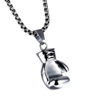 Punk mode minimaliste en acier inoxydable or argent noir haute poli poing ensemble boxe pendentif collier bijoux pour femmes hommes
