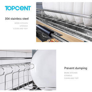 Sistema de Elevación para Gabinetes de Cocina Topcent, <span class=keywords><strong>Acero</strong></span> <span class=keywords><strong>Inoxidable</strong></span> 304, Elevador <span class=keywords><strong>Colgante</strong></span> Presurizado con Amortiguación, Cesta para Platos y Vajilla - Product Image 4