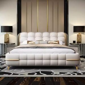 Cabecero de tela con mechones italianos de lujo moderno, marco de cama de plataforma doble Queen, almacenamiento, muebles de dormitorio tapizados de lujo suave - Product Image 4