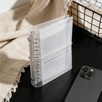 Carpeta Trifold Transparente AxeWoodz A6 con Cierre de Banda, Hojas Sueltas, 6 Anillas, Organizador Personal para Dinero (A6/A7/M5)