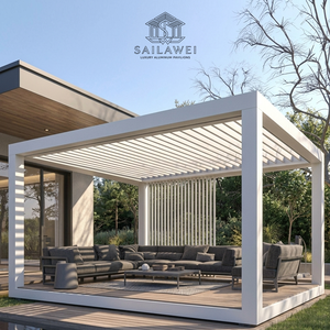 Pérgola de aluminio con lamas motorizadas para exteriores, montada en pared, 3x4, 4x4, 3x6, 6x4, impermeable, moderna, de lujo, para jardín, gazebo adjunto a la casa 2 - Product Image 5
