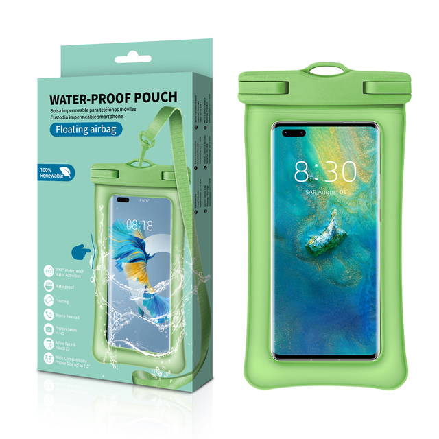 Universal Waterproof Sports Mobile Phone Pouch Floating Air Cushion Surfing Drifting Swimming Underwater Lanyard Strap Phone Bag