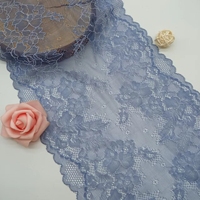 Garniture en dentelle élastique française extensible de 21cm en tissu de dentelle en maille de fleur bleue pour accessoires de vêtements et de sous-vêtements pour femmes
