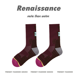 Chaussettes de sport professionnelles pour femmes <span class=keywords><strong>Bourgogne</strong></span> Crew Bottom Absorbant la sueur et respirant pour l'automne Running Skipping - Product Image 5