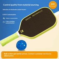 Paleta de Pickleball de Fibra de Carbono OEM al por Mayor con tu Marca, Borde Reforzado de TPU Amarillo para Uso Comercial y de Club