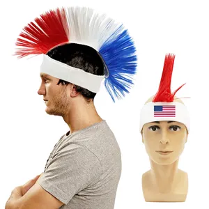 Red White and Blue Patriotic Mohawk Team Spirit Wig sports party punk wig Independence Day 4th of July Mohawk wig