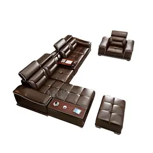 Yq jenmw sofá de couro, mobiliário moderno, simples, conjunto de sofá inteligente de canto