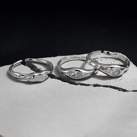 Ensemble de bagues solitaires ajustables pour femmes, en argent sterling 925, avec zircon irrégulier, bijoux fins personnalisés, vente en gros