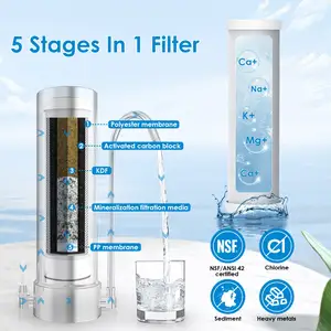 Countertop Water Filter System - 5-Stage Stainless Steel Faucet Water Filter For Household - Water Purifier With KDF