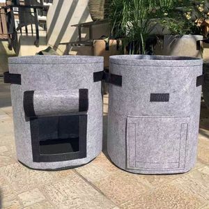 Bolsa de plantación de fieltro Bolsa de cultivo Bolsa de plantación de tela no tejida gruesa Café negro y maceta de jardinería de plantas verdes - Product Image 5