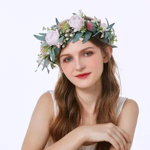 Couronne florale en forme de rose, 5 pièces, prêt à l'emploi, couronne de tête, photographie de vacances, prix d'usine