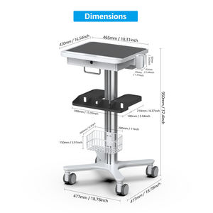 Chariot médical avec palette d'ordinateur portable et support de scanner oral, chariot médical mobile pour le salon de beauté d'hôpital (RC-1) - Product Image 2