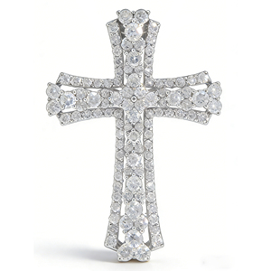 CUSTOM SILVER 10K/14K/18K GOLD PLATED LAB GROWN CVD DIAMOND CLASSIC ENGAGEMENT <b>GIFT</b> SWEATER CHAIN NECKLACE CROSS PENDANT VS - Product Image 1