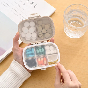 Wholesale 8 Grids Organizer <b>Container</b> <b>for</b> <b>Tablets</b> Travel Pill Box With Seal Ring Small Wheat Straw Medicines - Product Image 5