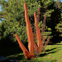 Sculptures de jardin en métal modernes en acier Corten rouillé, décoratives pour l'extérieur, représentant des animaux, des oiseaux, des feuilles de cactus et des arbres circulaires