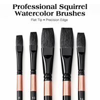 Ensemble de pinceaux à aquarelle en poils d'écureuil noir de qualité supérieure, 5 pièces, pinceaux professionnels pour peinture à l'aquarelle, plats 6/10/14/18/20