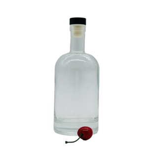 Bottiglia di Vetro Piatta con Tappo in Sughero, Elegante Contenitore Vuoto per Confezionamento di Whisky, <span class=keywords><strong>Vino</strong></span> e Bevande - Product Image 1