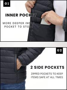For <strong>TACVASEN</strong> Men's Casual Stand Collar Quilted Puffer <strong>Jacket</strong> Water-Resistant Windproof Winter Coat Front Logo Insulated Zipper - Product Image 4