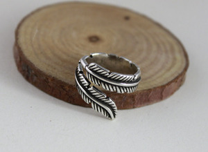 S925 anillo abierto de plata pura pluma de Ángel anillo de plata tailandesa Retro joyería de plata pura coreana Huang <span class=keywords><strong>Fubo</strong></span> - Product Image 6