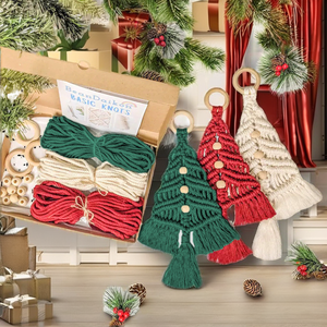 Telón <span class=keywords><strong>de</strong></span> Fondo <span class=keywords><strong>de</strong></span> Macramé <span class=keywords><strong>de</strong></span> Cuerda <span class=keywords><strong>de</strong></span> Algodón con Borlas y Nudos para Sala <span class=keywords><strong>de</strong></span> Estar Moderna, Navideño, Duradero y Funcional - Product Image 3