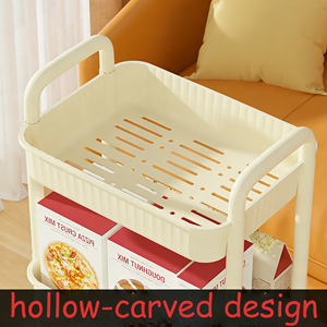 Étagère de rangement à roulettes en plastique à quatre niveaux, style chariot, pour salon, <span class=keywords><strong>organisateur</strong></span> de rangement mobile - Product Image 5