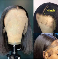Peluca de pelo frontal de encaje indio crudo 13x4, pelucas frontales de encaje completo sin pegamento para mujeres negras, peluca frontal de encaje recto brasileño de 40 pulgadas
