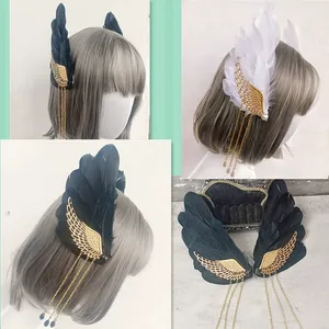 Barrette décorative en forme d'aile d'ange HL & accessoire capillaire gothique steampunk Lolita, épingle à cheveux crâne ODM pour Halloween - Product Image 3