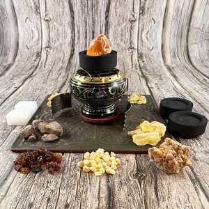 Kit <span class=keywords><strong>de</strong></span> démarrage d'encens en résine granulaire |   Brûleur à charbon <span class=keywords><strong>de</strong></span> bois, <span class=keywords><strong>camphre</strong></span>, pinces incluses - Product Image 2
