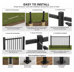 Valla <span class=keywords><strong>de</strong></span> Acero Galvanizado Resistente para Piscina, Valla Moderna <span class=keywords><strong>de</strong></span> Privacidad y Seguridad para Piscina y Jardín - Product Image 3