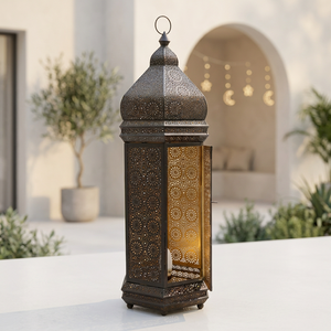 Manufacturers Ramadan Decoration <b>Tall</b> Black Metal Moroccan Candle <b>Lantern</b> for Home & Events - Product Image 6